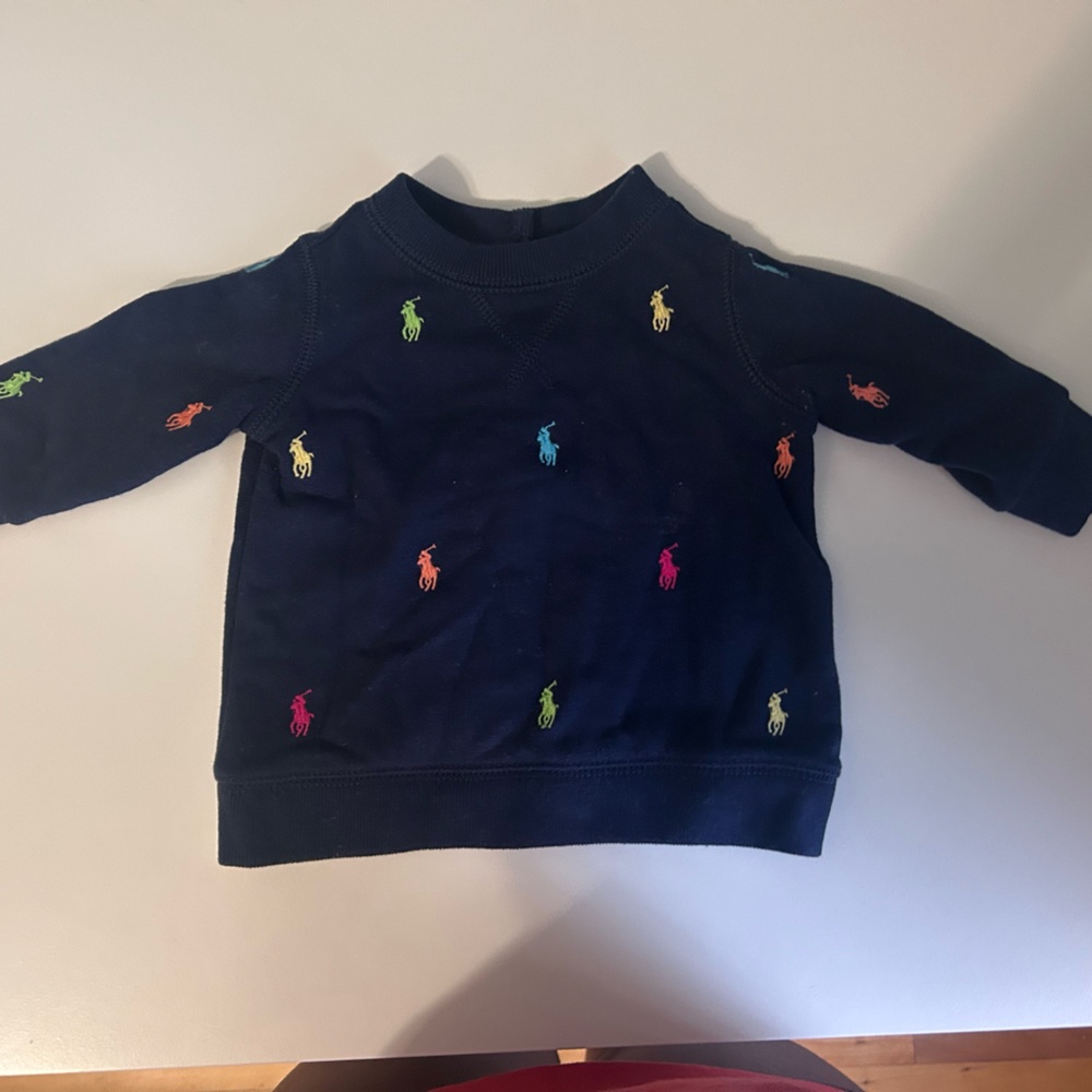 Ralph Lauren Navy Blue Kids Shirt with Multicolor Embroidery